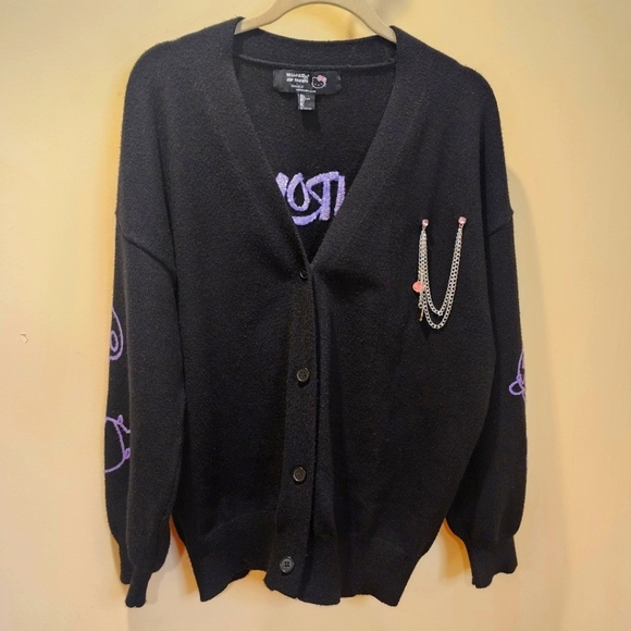 Hello Kitty and friends and Forever21 Kuromi Black Cardigan with Chain Detail L - Picture 2 of 12